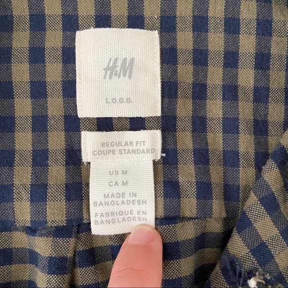 Men’s H&M Green and Blue Plaid Shirt - Picture 3 of 3